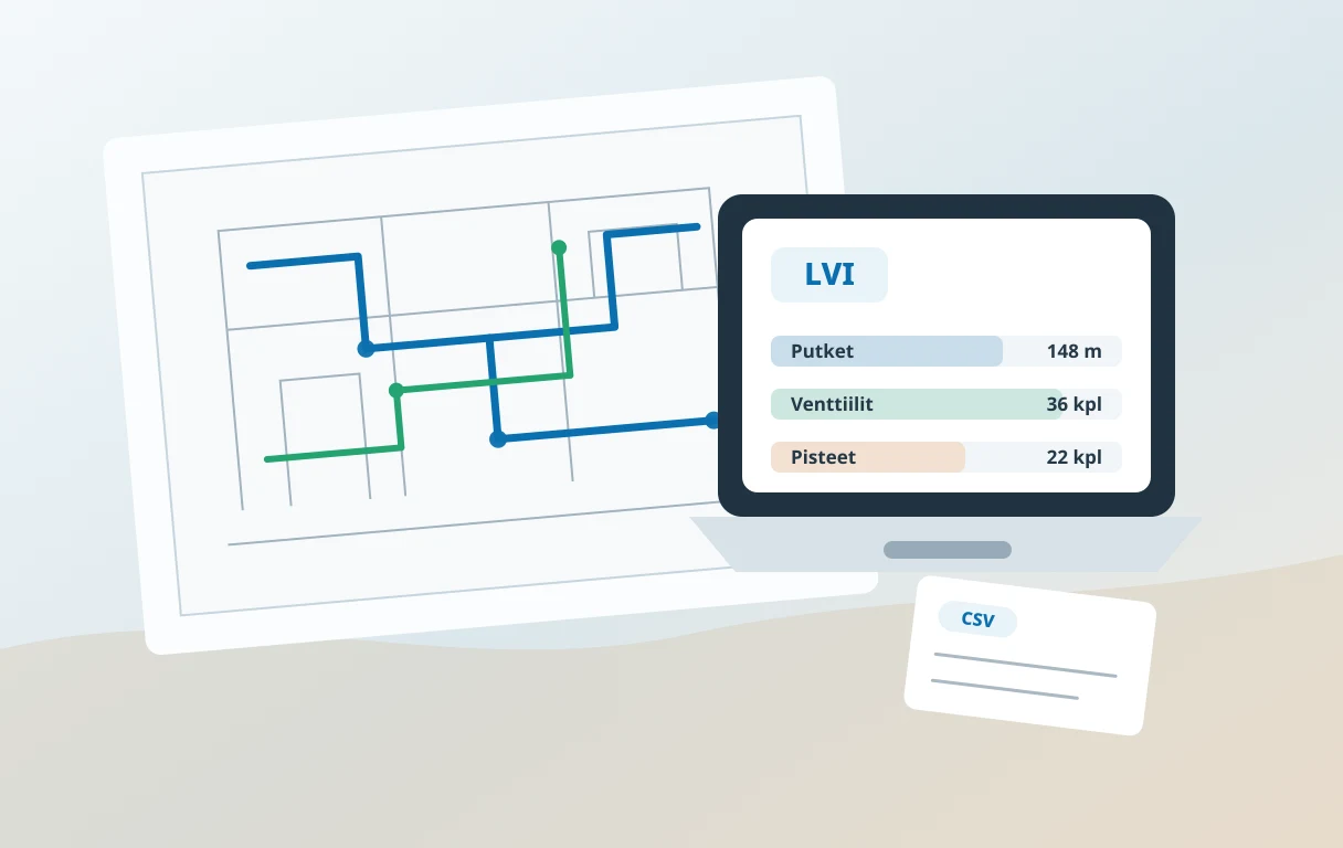 LVI-suunnitelmat ja määräluettelo urakoitsijan määrälaskentaa varten